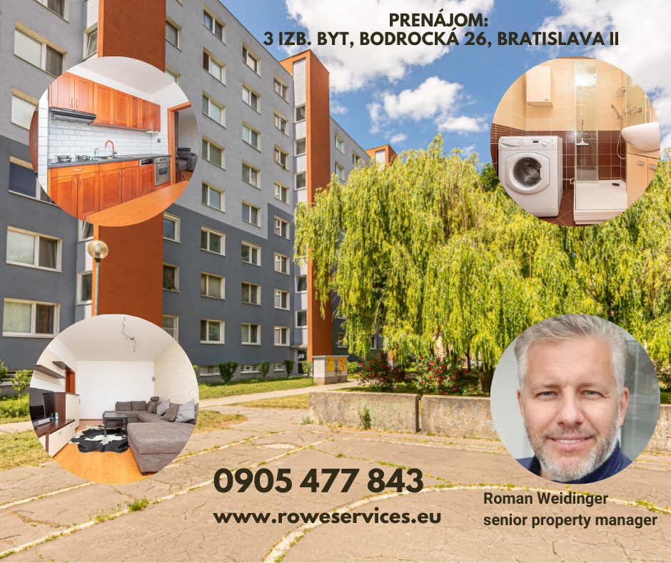 PRENÁJOM: 3 izbový byt, Bodrocká ulica, Podunajské Biskupice, Bratislava II